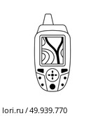 Icon of portable GPS device. Thin line design. Vector illustration. Стоковое фото, агентство Ingram Publishing / Фотобанк Лори