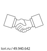 Icon of Meeting businessmen. Thin line design. Vector illustration. Стоковая иллюстрация, агентство Ingram Publishing / Фотобанк Лори