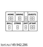 Baseball scoreboard icon. Thin line design. Vector illustration. Стоковая иллюстрация, агентство Ingram Publishing / Фотобанк Лори