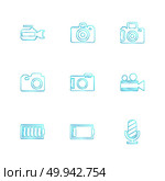 Camera ,  recorder , capture , click , photography , photograph , image , tv , video , microphone , speaker , icon, vector, design,  flat,  collection, style, creative,  icons. Стоковая иллюстрация, агентство Ingram Publishing / Фотобанк Лори