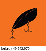 Icon of Fishing spoon. Orange background with black. Vector illustration. Стоковое фото, агентство Ingram Publishing / Фотобанк Лори