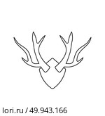 Icon of deer’s antlers . Thin line design. Vector illustration. Стоковое фото, агентство Ingram Publishing / Фотобанк Лори