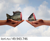 Inequality and income disparity as a rich and poor business economic concept and financial metaphor in a 3D illustration style. Стоковое фото, агентство Ingram Publishing / Фотобанк Лори