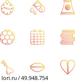 alarm , testtube , compass , beaker , industry , football , celender , books ,key , lips , heart break ,icon, vector, design,  flat,  collection, style, creative,  icons. Стоковая иллюстрация, агентство Ingram Publishing / Фотобанк Лори