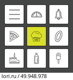 food, health , nutrious , healthy , icon, vector, design,  flat,  collection, style, creative,  icons , coffeem , fruits , pear , clipboard , bell , fastfood , junkfood , . Стоковая иллюстрация, агентство Ingram Publishing / Фотобанк Лори