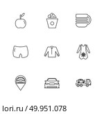 garments ,cloths , wear , dress , pants , jeans , boxer , shirts , tshirts,  top , skirts ,tags , discount  ,icon, vector, design,  flat,  collection, style, creative,  icons. Стоковая иллюстрация, агентство Ingram Publishing / Фотобанк Лори