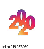 Happy New Year 2020 Text Design logo. Стоковая иллюстрация, иллюстратор Максим Гребешков / Фотобанк Лори
