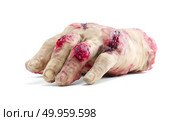 Red hand amputated, halloween decoration detail, realism and fear, violence. Red hand amputated, halloween decoration detail, realism and fea. Стоковое фото, агентство Ingram Publishing / Фотобанк Лори