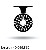 Icon of Fishing reel . White background with shadow design. Vector illustration. Стоковое фото, агентство Ingram Publishing / Фотобанк Лори
