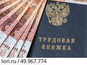 Трудовая книжка и российские деньги. Стоковое фото, фотограф Евгения Золкина / Фотобанк Лори