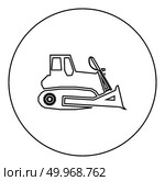 Bulldozer icon black color in round circle outline vector illustration. Стоковая иллюстрация, агентство Ingram Publishing / Фотобанк Лори