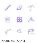 knife , heart , umbrella , medical , clipbaord , target , caution , camera , breifcase , icon, vector, design,  flat,  collection, style, creative,  icons. Стоковая иллюстрация, агентство Ingram Publishing / Фотобанк Лори