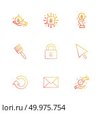 Crypoto currency , coimn , key , reset,  golem , message , envelope, brush , lock , pointer , share , icon, vector, design,  flat,  collection, style, creative,  icons. Стоковая иллюстрация, агентство Ingram Publishing / Фотобанк Лори