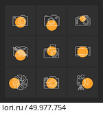 Camera ,  recorder , capture , click , photography , photograph , image , tv , video , microphone , speaker , icon, vector, design,  flat,  collection, style, creative,  icons. Стоковая иллюстрация, агентство Ingram Publishing / Фотобанк Лори