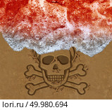 Red tide ocean crisis as deadly algae or natural toxin found in the sea as a marine life death skull on the beach concept  in a 3D illustration style. Стоковое фото, агентство Ingram Publishing / Фотобанк Лори