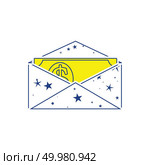 Birthday gift envelop icon with money  . Thin line design. Vector illustration. Стоковая иллюстрация, агентство Ingram Publishing / Фотобанк Лори