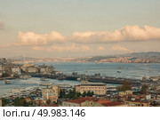 view from height to Bosphorus ,Galata bridge,Golden Horn, Metro Bridge,Ataturk Bridge, Istanbul , Turkey. view of the city of Istanbul from a height. Стоковое фото, агентство Ingram Publishing / Фотобанк Лори