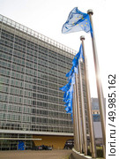 European Union flags near the Parliament in Brussels, Belgium. European Union flags. Стоковое фото, агентство Ingram Publishing / Фотобанк Лори