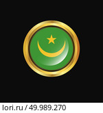 Mauritania flag Golden button. Стоковая иллюстрация, агентство Ingram Publishing / Фотобанк Лори