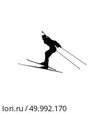 Biathlon sportsman silhouette. Black on white.  Vector illustration. Стоковая иллюстрация, агентство Ingram Publishing / Фотобанк Лори