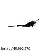Biathlon sportsman silhouette. Black on white.  Vector illustration. Стоковое фото, агентство Ingram Publishing / Фотобанк Лори