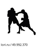 Boxing silhouette. Black on White. Vector illustration. Стоковая иллюстрация, агентство Ingram Publishing / Фотобанк Лори