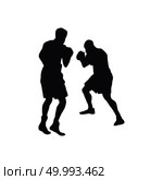 Boxing silhouette. Black on White. Vector illustration. Стоковая иллюстрация, агентство Ingram Publishing / Фотобанк Лори