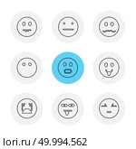 Emoji , emoticons , eomtions , smileys , sad , happy, cry , laugh , love , angry,  annoying,  confused , nervous , heart broken , romantic, icon, vector, design,  flat,  collection, style, creative,  icons. Стоковая иллюстрация, агентство Ingram Publishing / Фотобанк Лори
