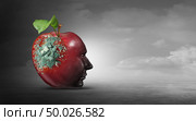 Ideology danger and destructive thinking as a psychology concept for brain illness or sick mind idea as aneurology icon in a 3D illustration style. Стоковое фото, агентство Ingram Publishing / Фотобанк Лори
