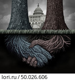 USA secret politics and deep state clandestine government deal manipulating the laws or system of politics as a covert plan to secretly influence the leadership and conspiracy theory with 3D illustration elements. Стоковое фото, агентство Ingram Publishing / Фотобанк Лори