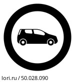 Mini car Compact shape for travel racing icon black color vector illustration flat style simple imagein circle round. Стоковая иллюстрация, агентство Ingram Publishing / Фотобанк Лори