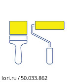 Icon of construction paint brushes. Thin line design. Vector illustration. Стоковое фото, агентство Ingram Publishing / Фотобанк Лори