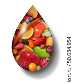 Fruit Juice drop as organic natural sweet produce as a symbol for a detox beverage or healthy food diet drink in a 3D illustration style. Стоковое фото, агентство Ingram Publishing / Фотобанк Лори