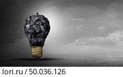 Pollution idea concept and toxic pollutants as garbage shaped as a light bulb representing industrial or household waste or climate change affects on the environment with 3D illustration elements. Стоковое фото, агентство Ingram Publishing / Фотобанк Лори