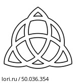 Trikvetr knot with circle Power of three viking symbol tribal for tattoo Trinity knot icon black color outline vector illustration flat style simple image. Trikvetr knot with circle Power of three viking symbol tribal for tattoo Trinity knot icon black color outline vector illustration flat style image. Стоковая иллюстрация, агентство Ingram Publishing / Фотобанк Лори