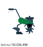 Garden tiller icon. Flat color design. Vector illustration. Стоковая иллюстрация, агентство Ingram Publishing / Фотобанк Лори