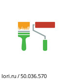 Icon of construction paint brushes. Flat design. Vector illustration. Стоковая иллюстрация, агентство Ingram Publishing / Фотобанк Лори