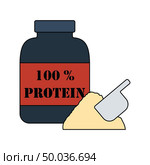 Flat design icon of Protein conteiner in ui colors. Vector illustration. Стоковая иллюстрация, агентство Ingram Publishing / Фотобанк Лори