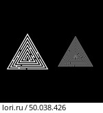 Triangular labyrinth Maze conundrum Labyrinth conundrum icon set white color vector illustration flat style simple image. Стоковая иллюстрация, агентство Ingram Publishing / Фотобанк Лори