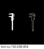 Caliper Hand caliper Sliding caliper Vernier caliper Caliper gage Slide gage Trammel icon set white color vector illustration flat style simple image. Стоковая иллюстрация, агентство Ingram Publishing / Фотобанк Лори