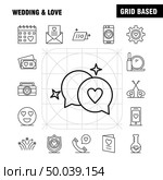 Wedding And Love Line Icons Set For Infographics, Mobile UX/UI Kit And Print Design. Include: Laptop, Love, Heart, Wedding, Card, Love, Heart, Wedding, Icon Set - Vector. Стоковая иллюстрация, агентство Ingram Publishing / Фотобанк Лори