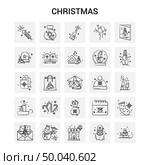 25 Hand Drawn Christmas icon set. Gray Background Vector Doodle. Стоковая иллюстрация, агентство Ingram Publishing / Фотобанк Лори
