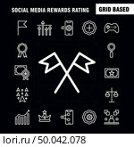 Social Media Rewards Rating Line Icon Pack For Designers And Developers. Icons Of Cinema, Movie, Ticket, Rating, Gear, Settings, Social Media, Vector. Стоковая иллюстрация, агентство Ingram Publishing / Фотобанк Лори