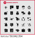 Business Concepts Solid Glyph Icons Set For Infographics, Mobile UX/UI Kit And Print Design. Include: Scale, Vector, Compass, Education, Monitor, Computer, Avatar, Share, Collection Modern Infographic Logo and Pictogram. - Vector. Стоковая иллюстрация, агентство Ingram Publishing / Фотобанк Лори