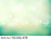 Abstract nature glowing sun light flare and bokeh with green turquoise color smooth blurred background. Vector illustration. Стоковая иллюстрация, агентство Ingram Publishing / Фотобанк Лори