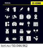Medical Solid Glyph Icons Set For Infographics, Mobile UX/UI Kit And Print Design. Include: Medical, Medicine, Hospital, Healthcare, Medical, Tube, Lab, Plus, Eps 10 - Vector. Стоковая иллюстрация, агентство Ingram Publishing / Фотобанк Лори
