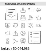 Network and Communication hand drawn Icon set style, isolated on white background. - Vector. Стоковая иллюстрация, агентство Ingram Publishing / Фотобанк Лори