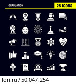 Graduation Solid Glyph Icons Set For Infographics, Mobile UX/UI Kit And Print Design. Include: Glass, Drink, Healthcare, Graduation, Map, Location, Medal, Award, Icon Set - Vector. Стоковая иллюстрация, агентство Ingram Publishing / Фотобанк Лори