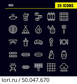 Bbq Line Icon Pack For Designers And Developers. Icons Of Barbecue, Bbq, Food, Sausage, Glass, Drink, Bbq, Lemon, Vector. Стоковая иллюстрация, агентство Ingram Publishing / Фотобанк Лори
