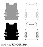 Bullet-proof vest flak jacket icon set black grey color vector illustration flat style simple image. Стоковая иллюстрация, агентство Ingram Publishing / Фотобанк Лори